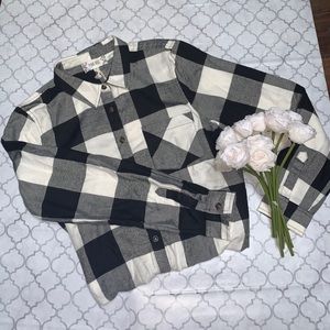 Pink Rose black and white flannel shirt!